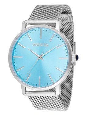NEW Invicta Unisex Angel Starlight 38mm Light Blue Dial Silver Mesh Watch